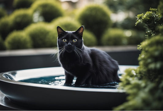 A cat is drinking water