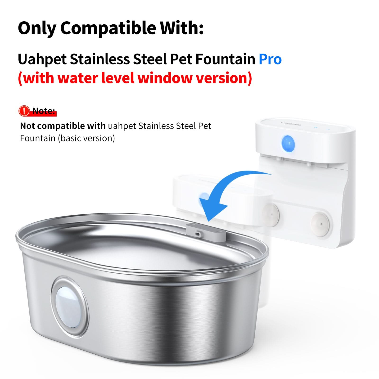 uahpet Upgrade Stainless Steel Cat Water Fountain Pro with 6 Filters & 1 Extra Pump