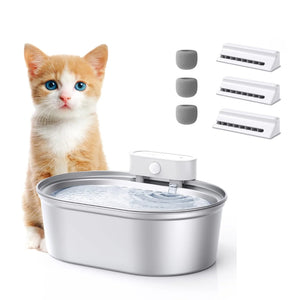 Uah Pet Stainless Steel Cordless Pet Water Fountain