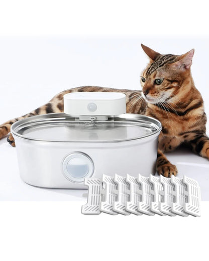 uahpet Upgrade Visible Stainless Steel Cat Water Fountain Pro