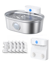 uahpet Upgrade Stainless Steel Cat Water Fountain Pro with 6 Filters & 1 Extra Pump