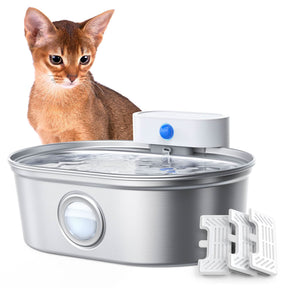 uahpet 2024 Upgrade Visible Stainless Steel Cat Water Fountain Pro