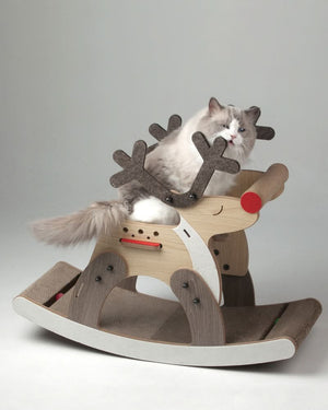 Cat Tree Combo - Rocking Reindeer & Snowmobile Style