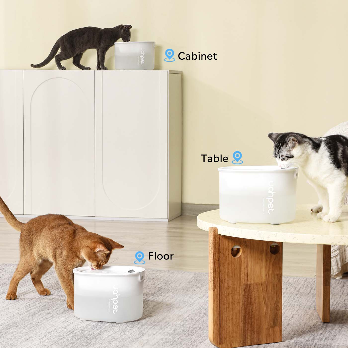 Uahpet GLOW Wireless Cat Water Fountain With LED Light