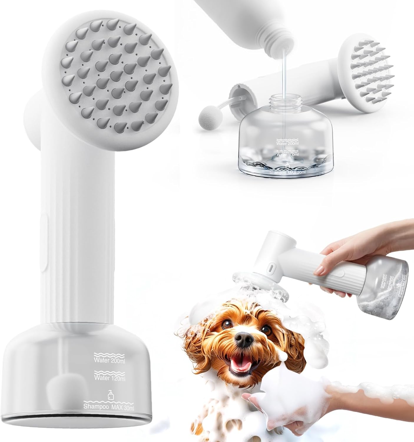 uahpet 2025 Upgrade Automatic Foaming Pet Brush, Rechargeable & Waterproof Dog